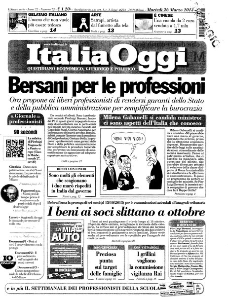 Italia oggi : quotidiano di economia finanza e politica